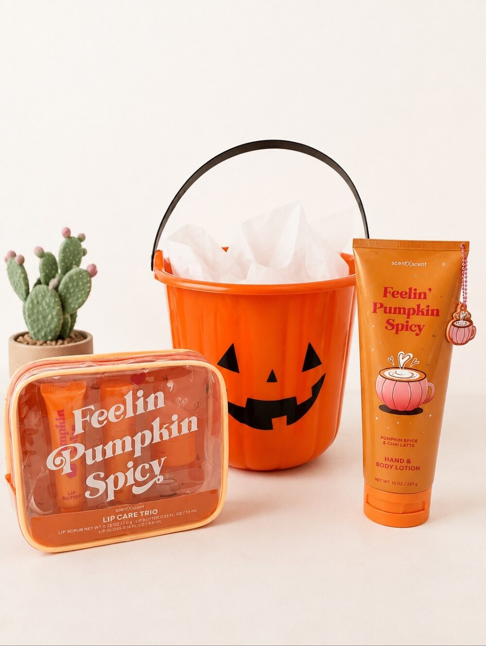 Feelin’ Pumpkin Spicy Lotion Gift Set Lip Care Trio Chai Latte Beauty Bundle